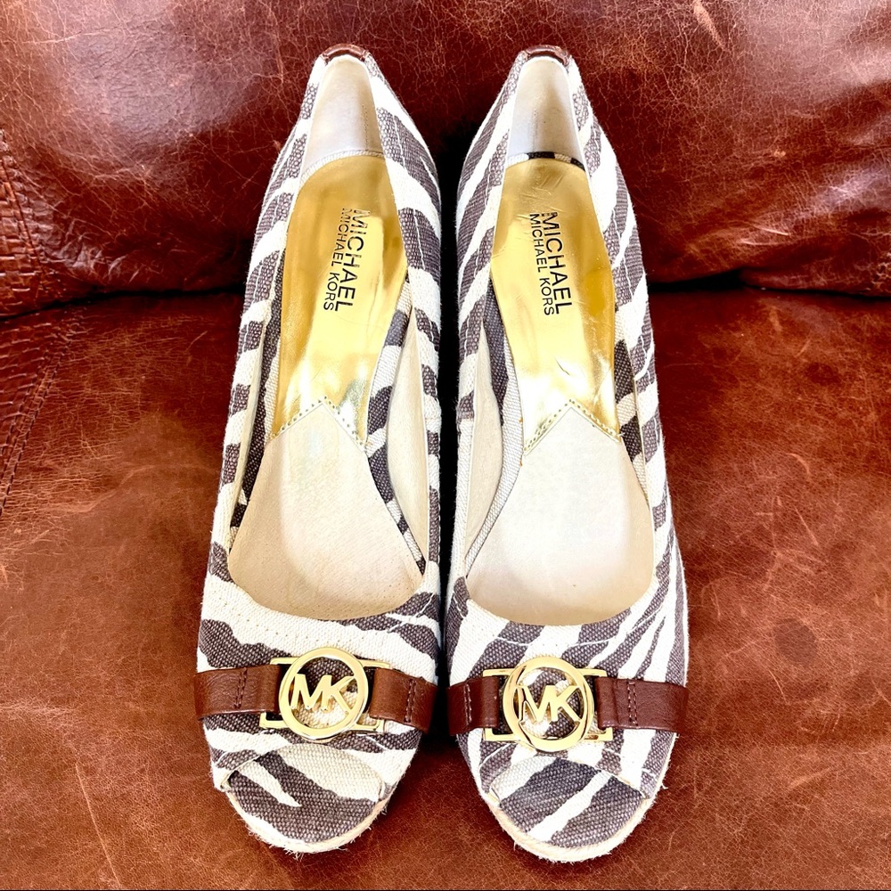 Michael Kors Open Toe Espadrille Wedge Shoes Size 10